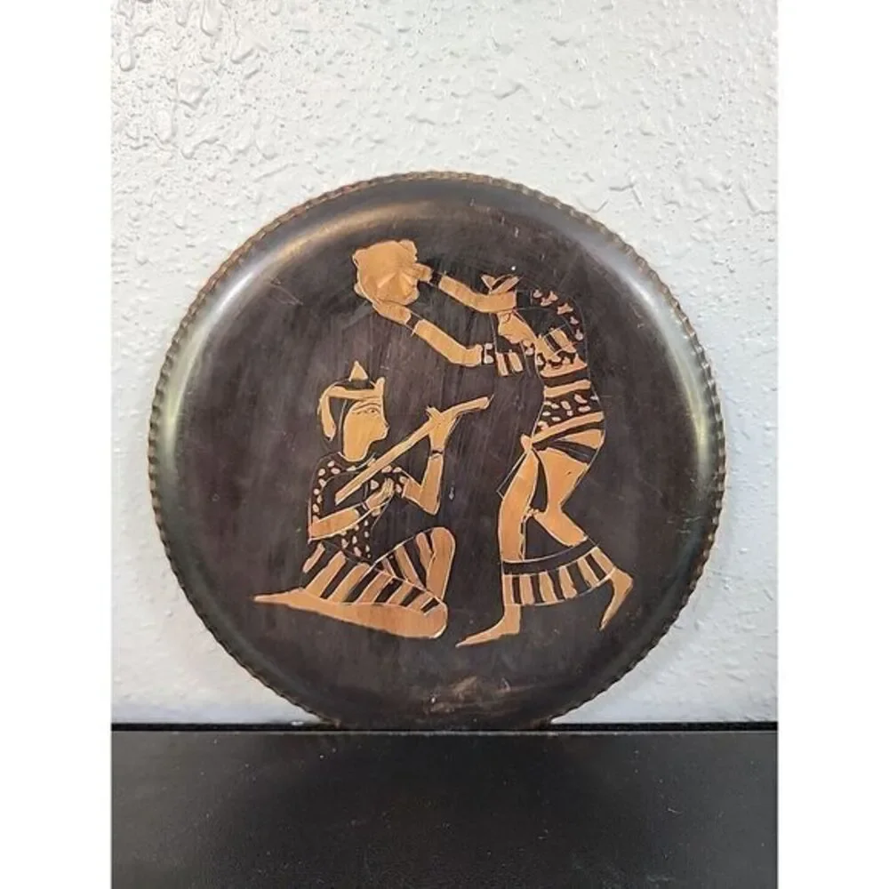 Vintage hand made Egyptian‎ copper wall decor plaque traditional motives